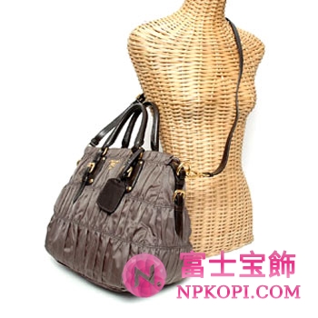 プラダ（PRADA）TESSUTO GAUFRE　レディース2wayトートバッグ　スモークブラウン　BN1336-QR1-170 